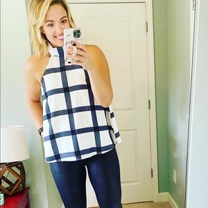 Black and white plaid tank top blouse